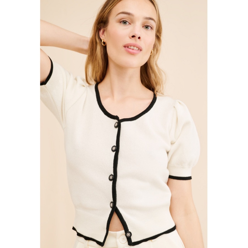 Elegant Black and White Women's Cardigan